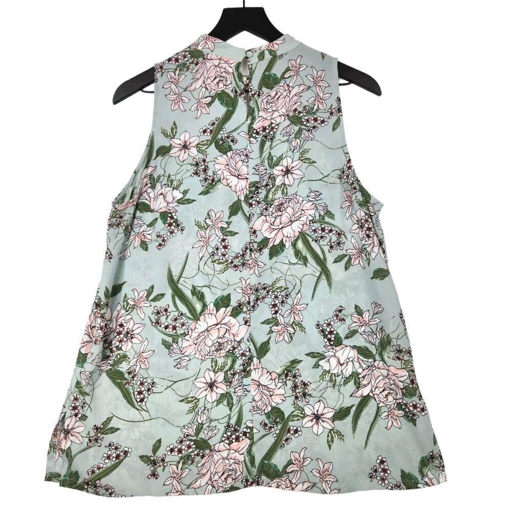 Loft‎ Outlet Women's Tunic Top Sz M Mint Green Floral Fairy Sleeveless Cottage - Picture 3 of 10